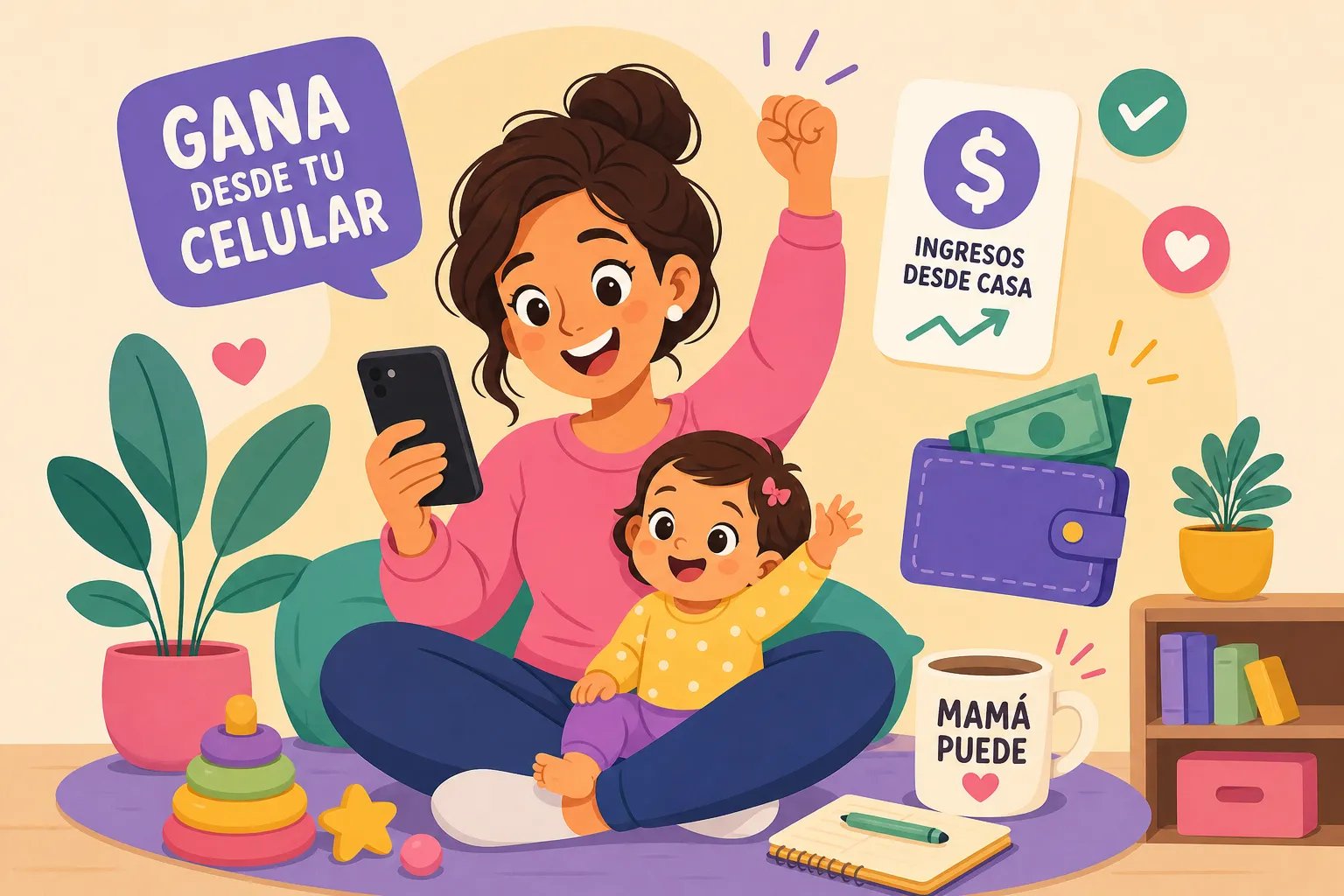 Cómo ganar dinero con el celular siendo mamá: métodos reales